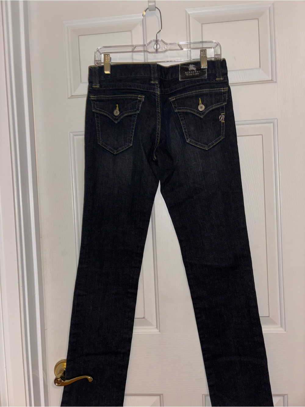 Burberry Black Label Bing Dark Indigo Denim Jeans with Yellow Stitching - Picture 5 of 5